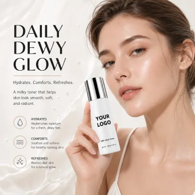 Wholesale OEM Milk Glow Toner 100ml Milky Hydrating Face Brightening Lotion Glowing Skin Dewy Finish Softening Daily Unisex Skin