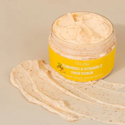 Private Label OEM Natural Hyperpigmentation Remove Dark Spots Women Exfoliating Vitamin C Turmeric Face Scrub