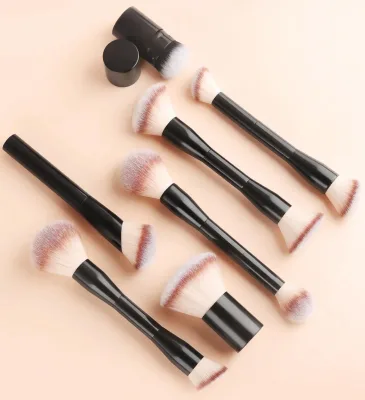 11pcs Multi Function Dual-end Eye Use Wood Handle Luxury Super Soft Professional Makeup Brush Set Brown Gold Black