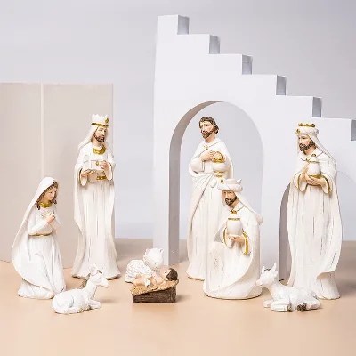 Nativity Figurines Nativity Sets for Christmas Resin Christmas Decoration Sculpted Hand-Painted Nativity