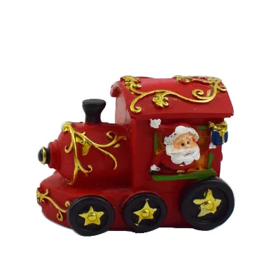 Creative High Quality Environment-Friendly Removable Shelf Red Christmas Train Shape Polyresin Coin Bank