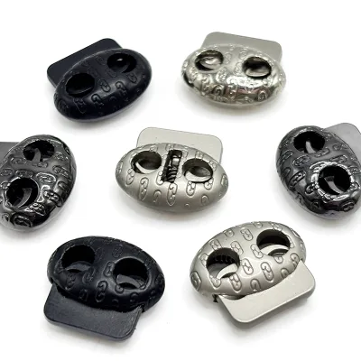High-Quality Zinc Alloy Custom Engraved Bell Stopper with Metal Cord End Spring Lock