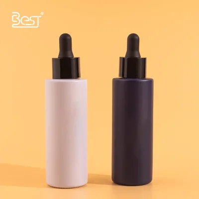 30ml 50ml 60ml Custom Matte Black Flat Shoulder Glass Bottle with Black Dropper Luxury Glass Serum Dropper Bottle