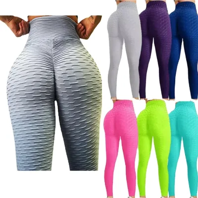 Colorful Sport Girls Seamless Fitness Sport Wear High Elastic Women Gym Breathable Bubble Yoga Leggings