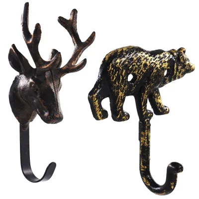 Customized Cheap Wholesale Vintage Eco-Friendly Black Cast Iron Hanger Rack Wall Mounted Coat Heavy Duty Animal Pattern Flexible