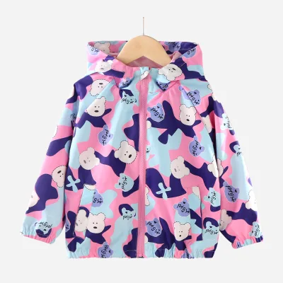 New Children's Three Stormproof Clothing Autumn Boys and Girls Go Out Windproof Rain Hooded Jacket Manufacturers Wholesale