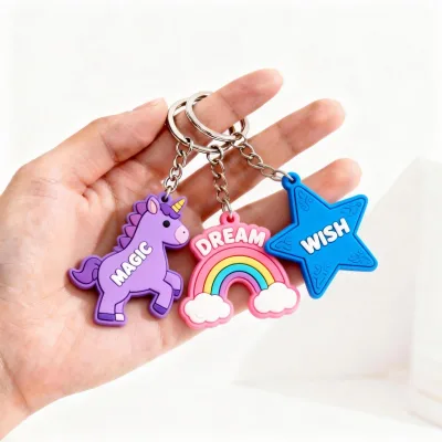 Free Sample Cheap Custom Durable Letterpress Printing PVC Keychain with Embossed Company Logo for Promotion