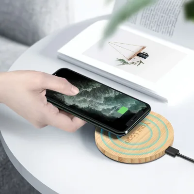 HIGH HOME Eco-Friendly Wood Wireless Charger Ultra Slim Fast Charging with LED Indicator for Android Home & Office Use