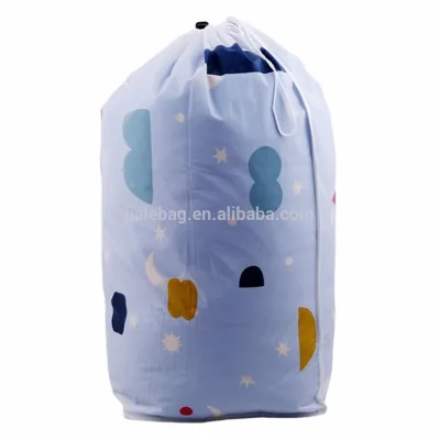 Custom Home Hotel Foldable Reusable Polyester Drawstring Laundry Bag