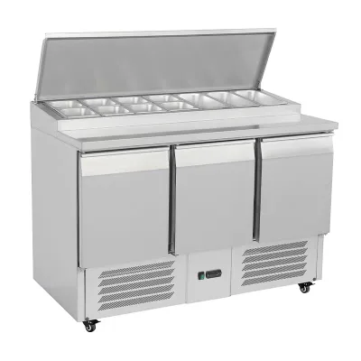 Modern Stainless Steel Pizza Prep Table Open Display Kitchen Table for Pizzeria