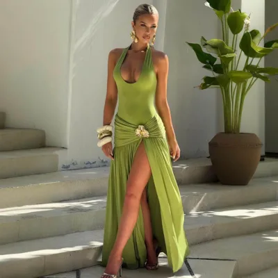 S05091 Skirt Set Sexy Halter Bodysuit and Long Skirt