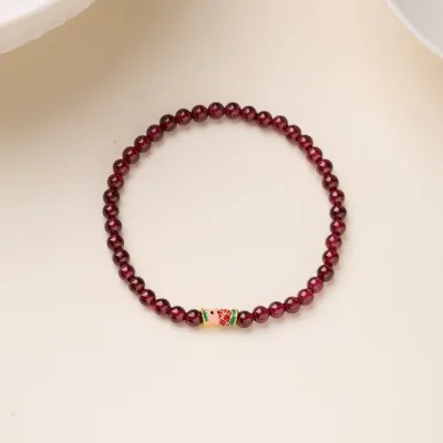 Minimalist 4MM Garnet Bracelet Luck Loose Fashion Beads Bracelets Stretch Gemstone Natural Stone Bracelet
