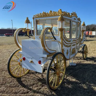 Romantic Electric Luxury Wedding Horse Carriage New Product with 4 Steel Wheels for Royal Sightseeing and Horse Drawn Carts