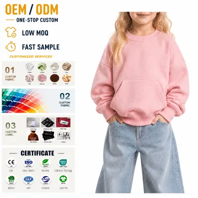 Wholesale OEM Children Pullover Plus Kids Oversized Hoodie Custom Printed Crew Neck Sweatshirt Children's Clothes for Autumn