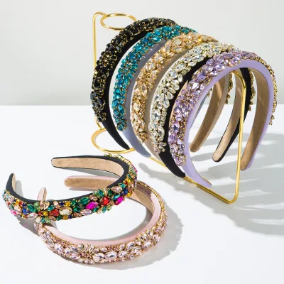 Baroque Heavy Diamond Encrusted Hair Bands Gorgeous Temperament Rhinestone Fine Sparkle Headband