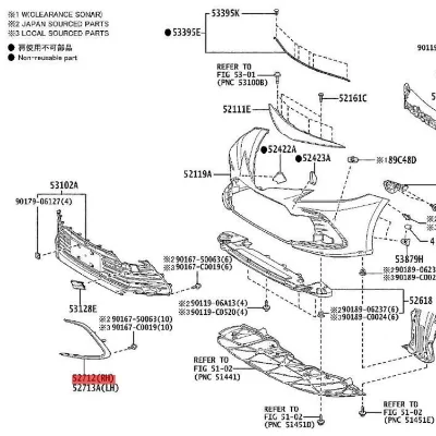 Genuine 5271206190 Front Bumper Right Side Guard Strip for Camary