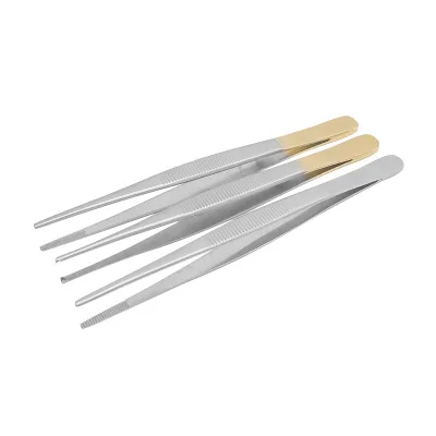 14-18cm Sizes Stainless Steel Tissue Forceps (Auxiliary Straight-Headed Cross-Toothed Surgical) for Animals Pets