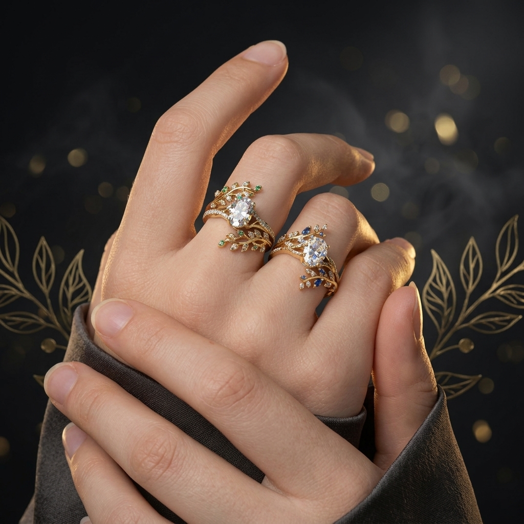 Premium Colorful Vintage Leaf-design Wonderful Electroplated Classic Style for Gift Elegant Ring