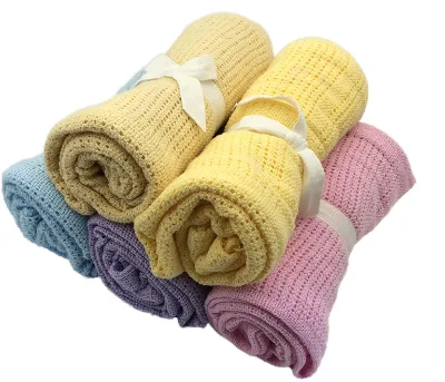 Wholesale 100% Cotton Fabric Baby Blanket New Design Knitted Soft Cover Age Range 0-12 Months