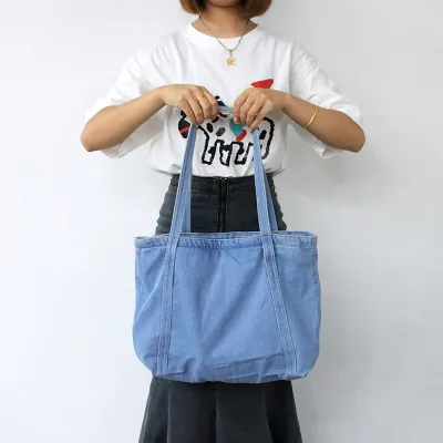 Customizable Color Women's Jean Fabric Shopping Bag Denim Tote Bags Denim Tote Handbags for Lady