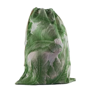 Custom Logo Portable Calico Drawstring Bag Cotton Canvas Drawstring Bag for Students 1
