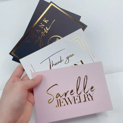 Wedding Thank You Cards Custom Envelopes Luxury Embossed Gold Foil Offset Cardboard Letterpress Printing for Bride Groom Gift