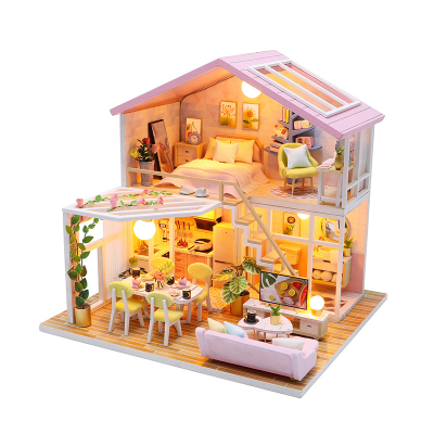 Wooden Doll House With Miniature Furniture Diy Craft Houses Wholesale Doll House for Girls Model Toy