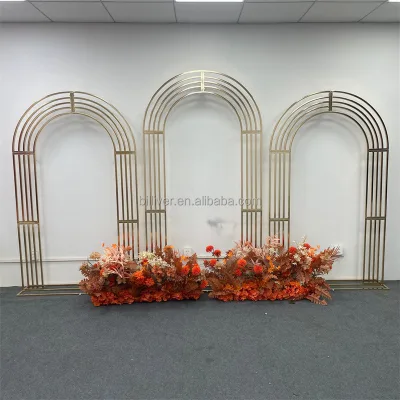 New Wedding Props Iron Art Curved Five-bar Arch Outdoor Wedding Scene Layout Gold-plated Craft Screen Shelf