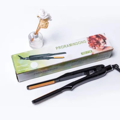 2 in 1 Professional Temperature Adjustment Ceramic Hair Straightener Curler Negative Ion for Short Hair Women Men Beard Use
