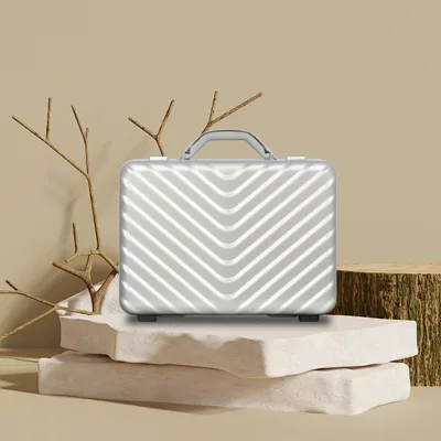 Hot Sale Geometric Pattern Aluminum Handle Multi-Compartment Password Case with Nylon Lining Shell Closure Portable Travel Case