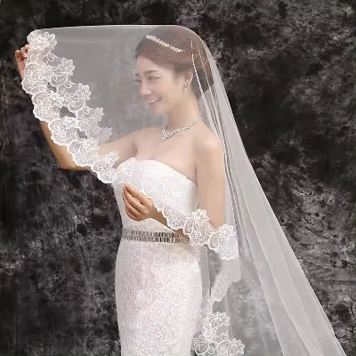 Bridal Veil Lengthened Veil Bridal Wedding Trailing Wedding Dress Lace Lace Veil