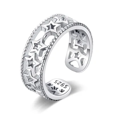 Wholesale Antique Design Foot Finger Ring 925 Sterling Silver Adjustable Star Toe Ring for Women