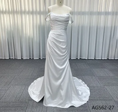 New Trend Bride Wedding Gown Strapless Sleeveless Pleats Bodice Slim Fit Ivory Simple Wedding Dresses Mermaid