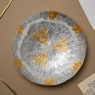 Modern Fashion Large High-End Glass Plate Creative Seafood Sashimi Platter with Salmon Ice for Party Posture