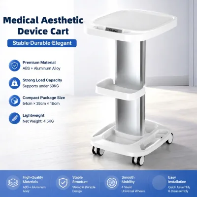 Economical Plastic Waterproof Beauty Clinic Trolley Stand Cart with IT Plugs for Beauty Equipment & OEM Logo