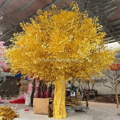 Golden Silk Eco-Friendly Large Artificial Banyan Tree Durable Christmas Wedding Graduation Decor for Interior Malls Restaurants