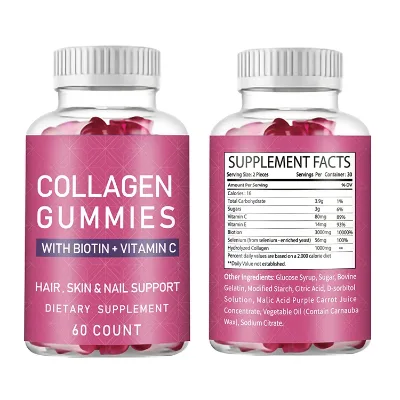 Collagen Gummies Strawberry Gummi Whitening Skin Acne Freckle Smooth Skin Hair Private Label Healthcare Supplements Gummies