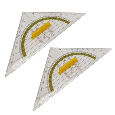 Premium Quality Custom Logo Wholesale 14&22cm Clear Triangular Ruler for School Stationery Supplies Kids 1PC Ruler With Handle