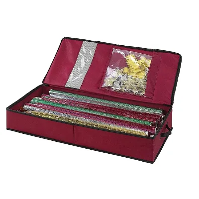 Christmas Ornament Organizer Foldable Square Storage Container with Decorative Design for Xmas Wrap Organizer Storage Boxes