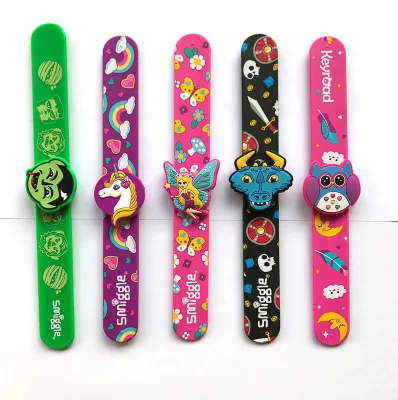 Slap Bracelet Manufacturer Custom Printed Silicone Slap Bracelet, Silicone Slap Band, Silicone Slap Wristband with 3D Character