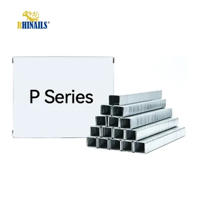 Rhinails 16GA P Series Wide Crown Staples P2516-P2550 Galvanized Pneumatic Carton Closing Packaging Industrial Bulk OEM Grapas