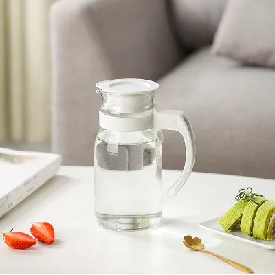Hot Summer Sale 800ml Heat-Resistant Eco-Friendly Glass Water Jug Plastic Lid Handle Minimalist Design for Cold Juice Milk Tea