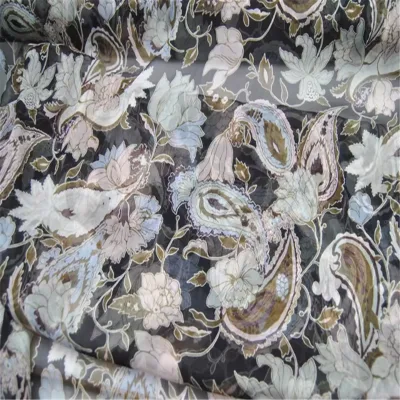 Popular Black Floral Design Competitive Price Lightweight Silk Crinkle Georgette Fabric for Fashionable Girl Dress
