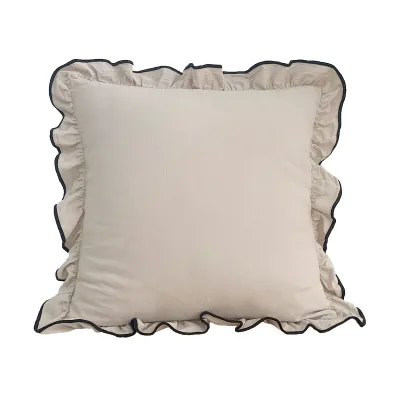 Factory Custom Plain 100% Cotton Cushions Cover with Ruffles High Quality Decorative Pillow Case