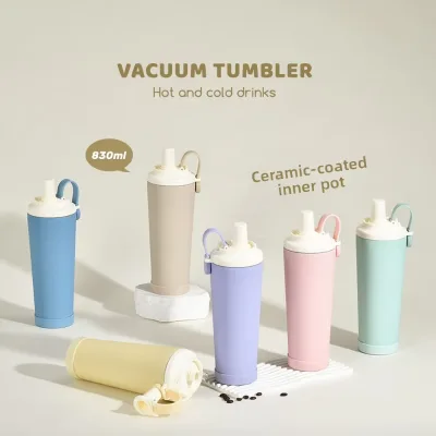 Vacuum Insulated Stainless Steel Camping Mug 830ml Large Capacity Portable Magnetic Handle Pearl Ceramic Coating