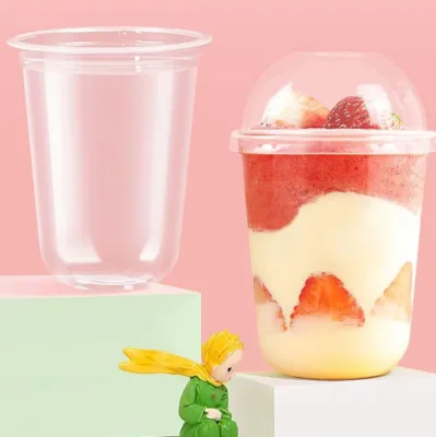 Custom Printed Clear Wholesale Single Wall Disposable 90mm Round PP Cups with logo Lids Straws for Coffee and Matcha