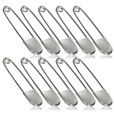 Big Safety Pins, Large Stainless Steel Safety Pins for Heavy Duty Laundry,Size 5 Inch (127mm)