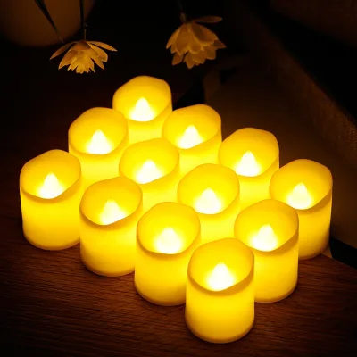 Flameless LED Candles Battery Operated Warm Yellow Realistic Flame Plastic Votive Lights for Wedding Birthday Party Home Decor