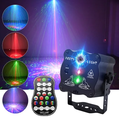 New Mini IP65 Laser Light Stage Light Remote Control for KTV Bar DJ Sound-Controlled Flashlight Decorative Starry Sky Projection