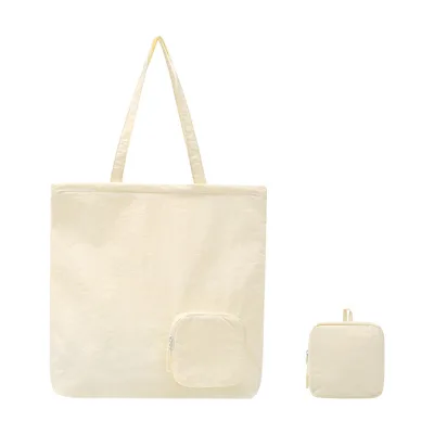 Custom Logo Foldable Nylon Shopping Bag Reusable Tote with Pouch Travel Trolley Sleeve Grocery Bag Large-Capacity Storage Bag